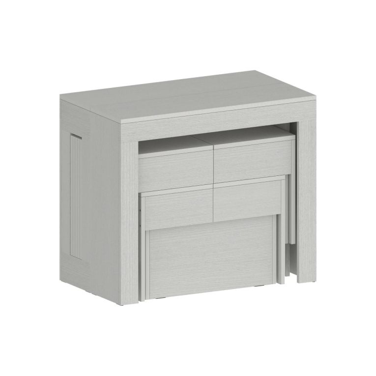 Set tavolo soggiorno estensibile e 2 panche estensibili bianco 12 posti - Auditore