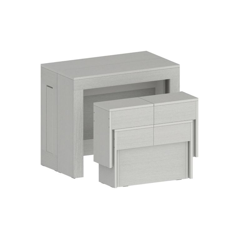 Set tavolo soggiorno estensibile e 2 panche estensibili bianco 12 posti - Auditore
