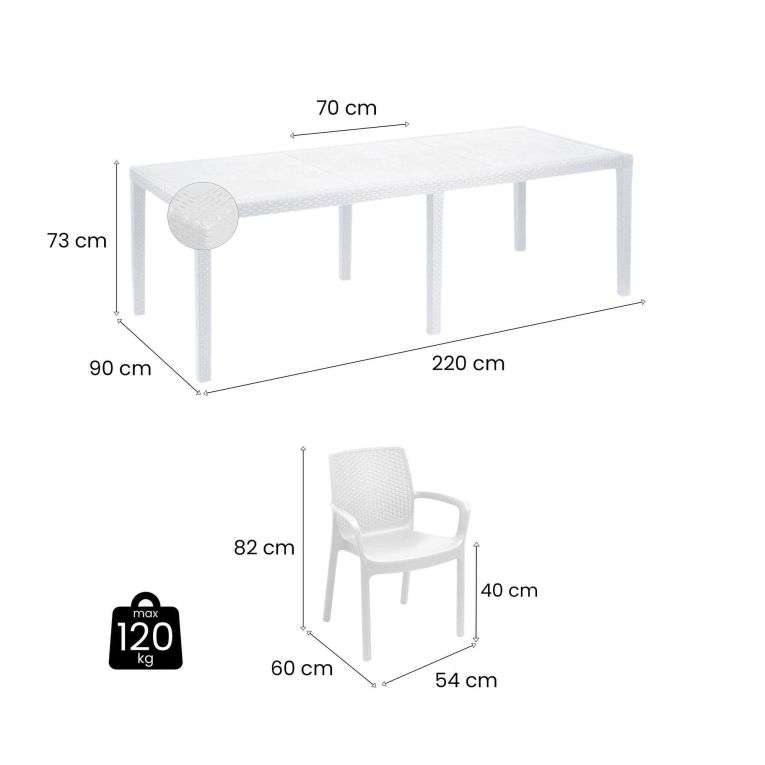 Set terrazzo tavolo estensibile 10 posti e 4 sedie bianco - Cortanze