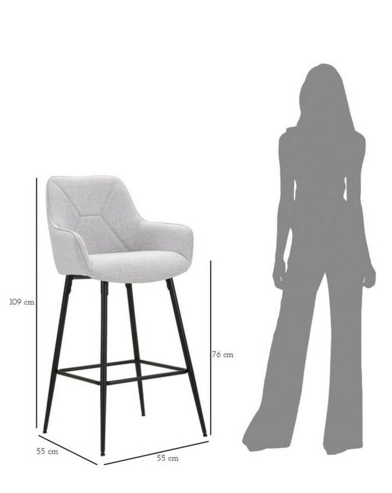 Sgabello alto moderno con seduta imbottita 55x55x109h cm - Moore