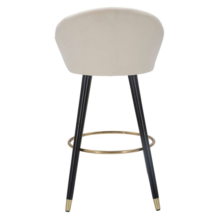 Sgabello Bianco Crema Nero Imbottito Rivestimento in Velluto 55x56x104h cm, Materiale Struttura in Tessuto - Huanca