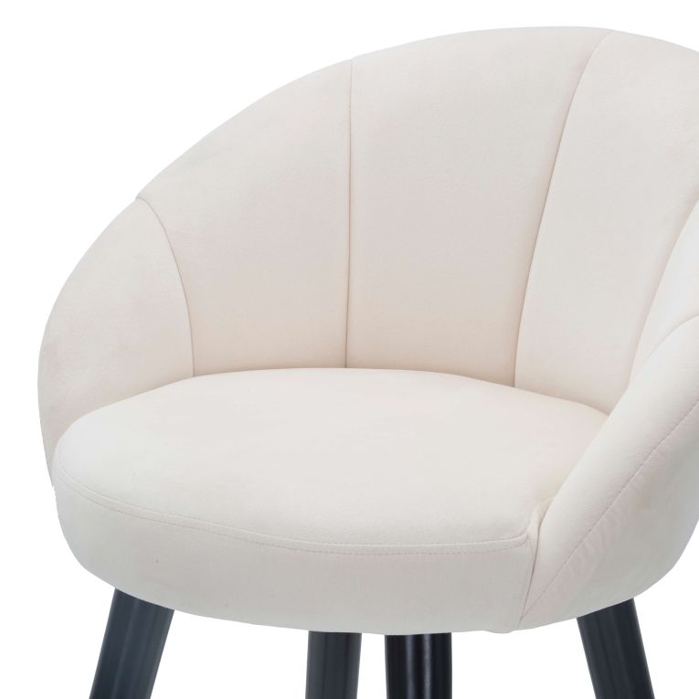 Sgabello Bianco Crema Nero Imbottito Rivestimento in Velluto 55x56x104h cm, Materiale Struttura in Tessuto - Huanca