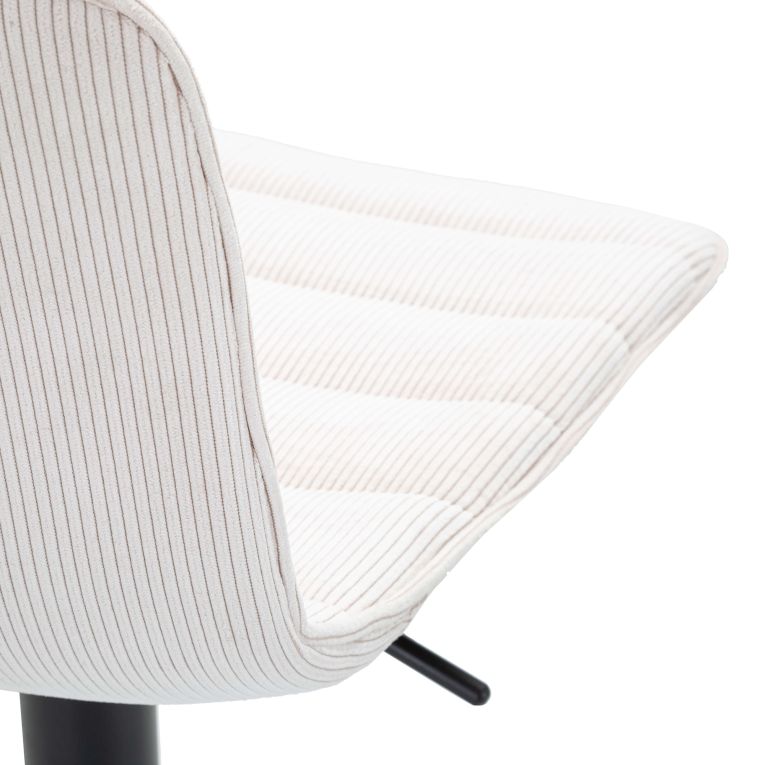 Sgabello Bianco Crema Nero Regolabile con Schienale 43x50x86h cm, Imbottito - Essaou
