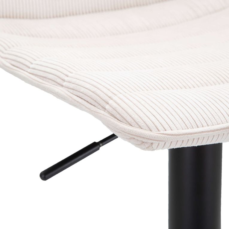 Sgabello Bianco Crema Nero Regolabile con Schienale 43x50x86h cm, Imbottito - Essaou