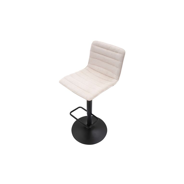 Sgabello Bianco Crema Nero Regolabile con Schienale 43x50x86h cm, Imbottito - Essaou