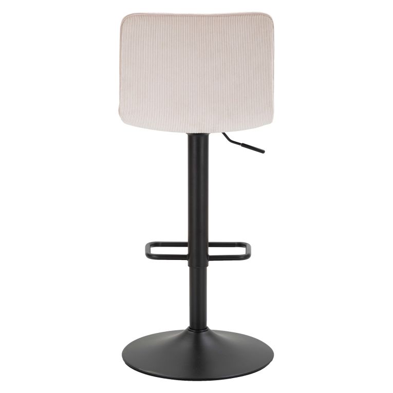Sgabello Bianco Crema Nero Regolabile con Schienale 43x50x86h cm, Imbottito - Essaou