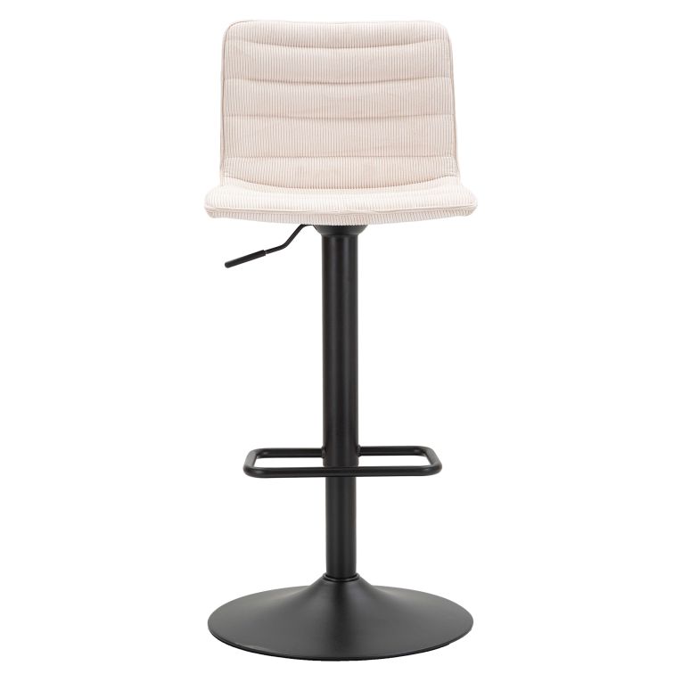 Sgabello Bianco Crema Nero Regolabile con Schienale 43x50x86h cm, Imbottito - Essaou
