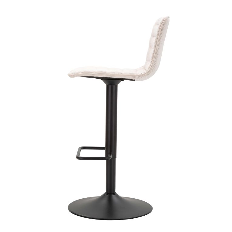 Sgabello Bianco Crema Nero Regolabile con Schienale 43x50x86h cm, Imbottito - Essaou