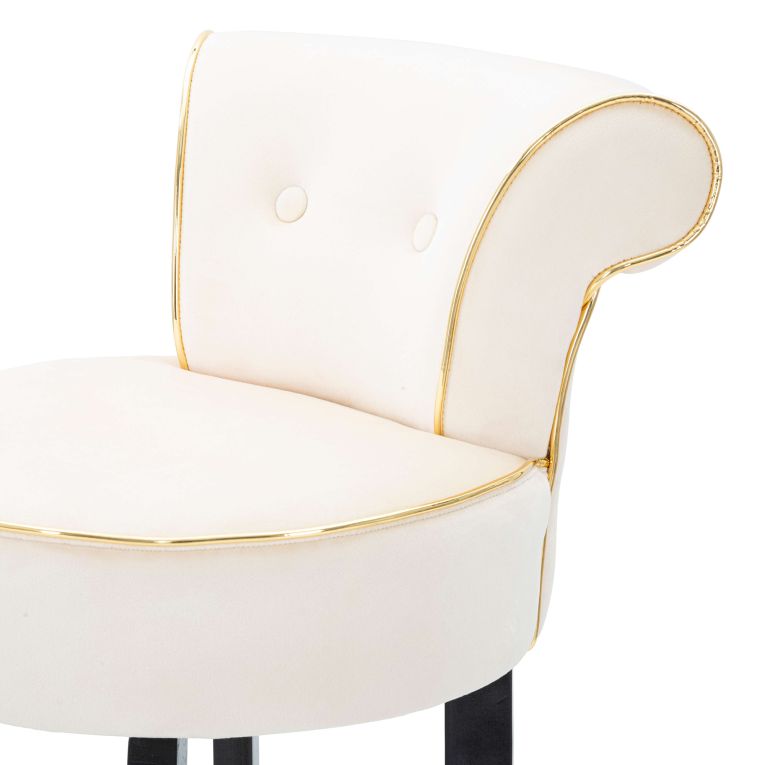Sgabello Bianco Crema Nero Rivestimento in Velluto Imbottito 46x48x96h cm, Sfumatura Colore Seduta Crema - Tupiza