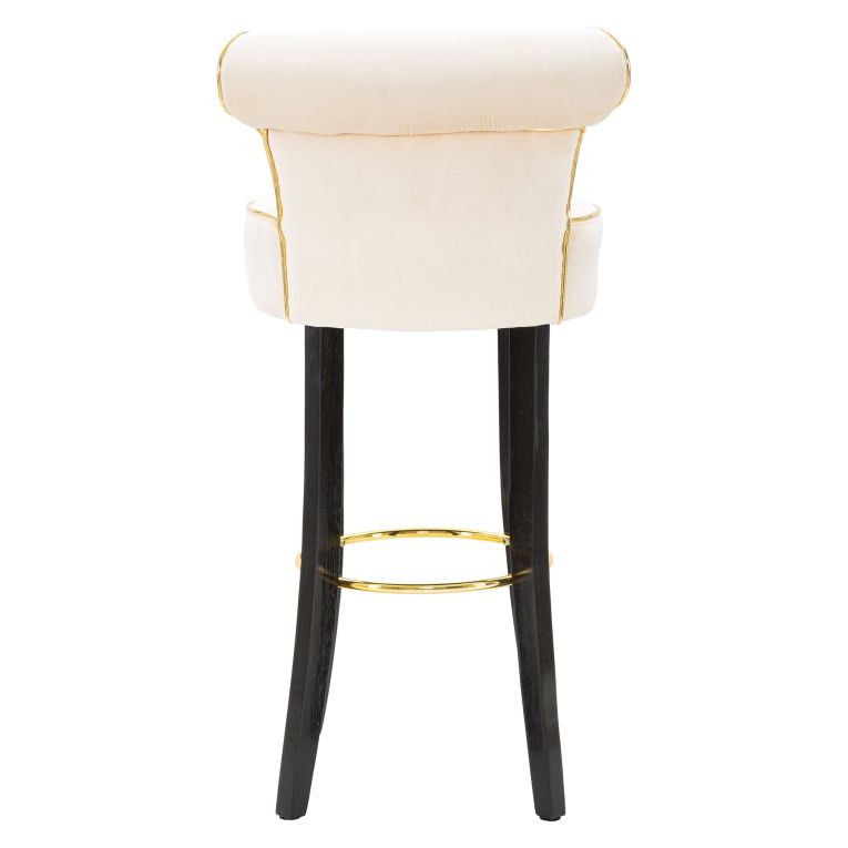 Sgabello Bianco Crema Nero Rivestimento in Velluto Imbottito 46x48x96h cm, Sfumatura Colore Seduta Crema - Tupiza