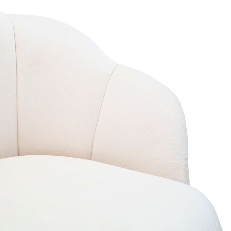 Sgabello Bianco Crema oro Imbottito Rivestimento in Velluto 55x53x110h cm, Altezza Seduta 85 cm - Tequis