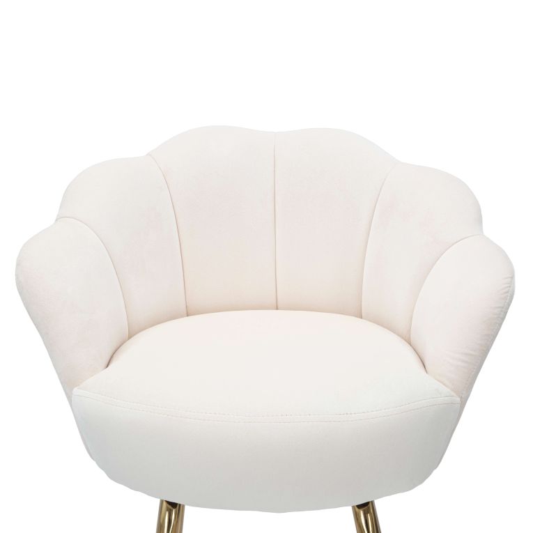 Sgabello Bianco Crema oro Imbottito Rivestimento in Velluto 55x53x110h cm, Altezza Seduta 85 cm - Tequis