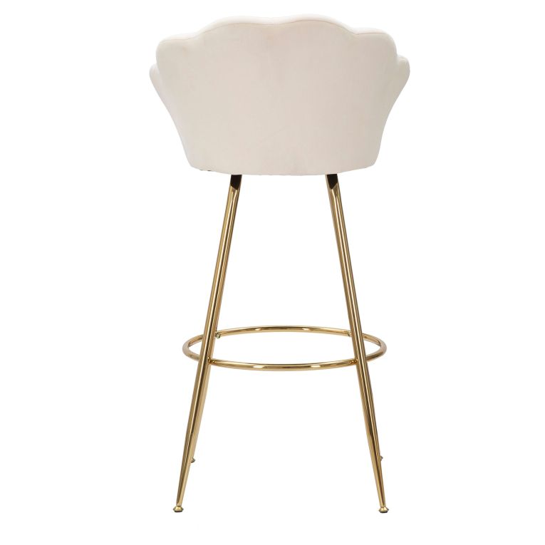 Sgabello Bianco Crema oro Imbottito Rivestimento in Velluto 55x53x110h cm, Altezza Seduta 85 cm - Tequis