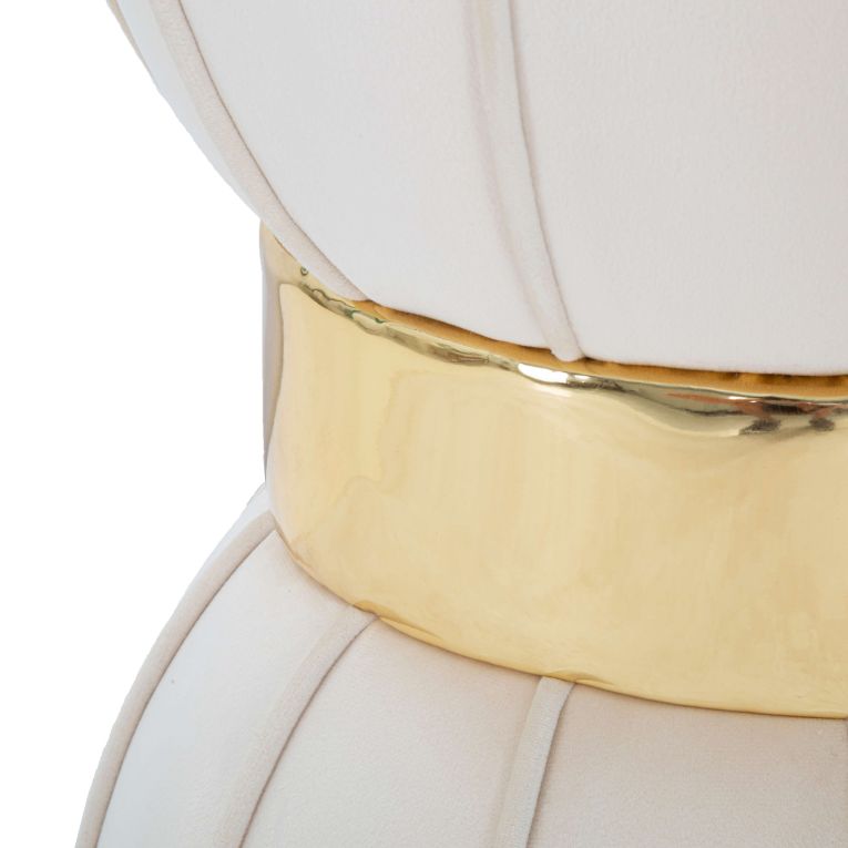 Sgabello Bianco Crema oro Rivestimento in Velluto Imbottito 40x40x44h cm, Sfumatura Colore Seduta Crema - Samaip
