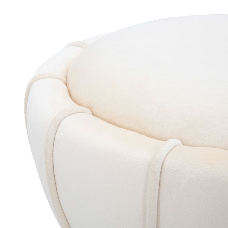 Sgabello Bianco Crema oro Rivestimento in Velluto Imbottito 40x40x44h cm, Sfumatura Colore Seduta Crema - Samaip