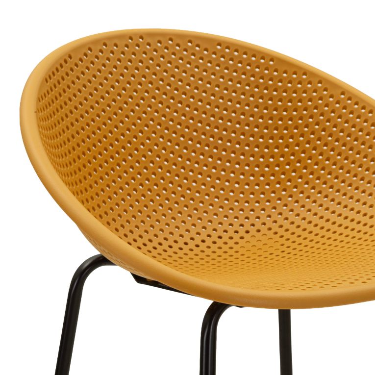 Sgabello Giallo Senape Nero set da 2 Indoor-outdoor Seduta Traforata Altezza Seduta 75 cm 51x82x58h cm, Materiale Struttura in Metallo - Trong
