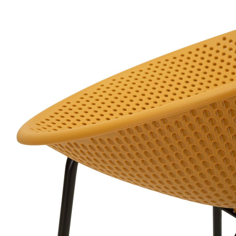 Sgabello Giallo Senape Nero set da 2 Indoor-outdoor Seduta Traforata Altezza Seduta 75 cm 51x82x58h cm, Materiale Struttura in Metallo - Trong