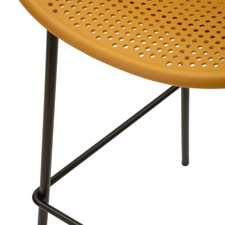 Sgabello Giallo Senape Nero set da 2 Indoor-outdoor Seduta Traforata Altezza Seduta 75 cm 51x82x58h cm, Materiale Struttura in Metallo - Trong