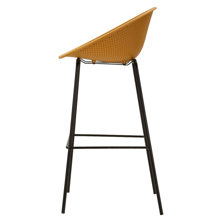 Sgabello Giallo Senape Nero set da 2 Indoor-outdoor Seduta Traforata Altezza Seduta 75 cm 51x82x58h cm, Materiale Struttura in Metallo - Trong