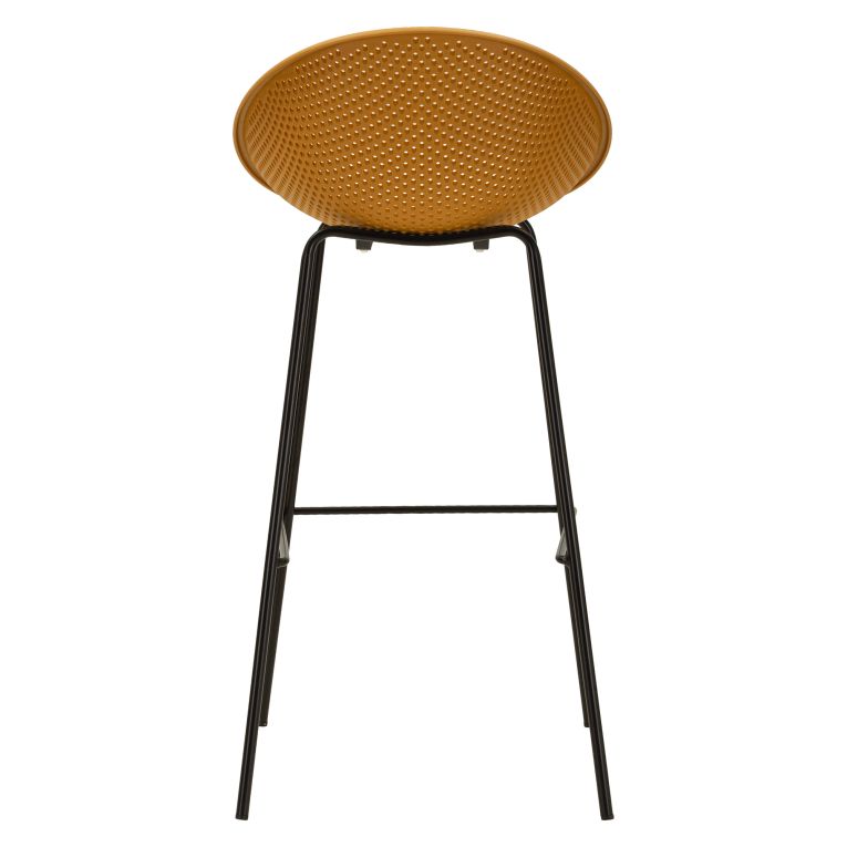 Sgabello Giallo Senape Nero set da 2 Indoor-outdoor Seduta Traforata Altezza Seduta 75 cm 51x82x58h cm, Materiale Struttura in Metallo - Trong