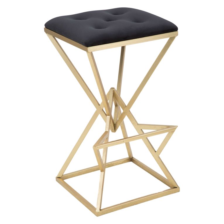 Sgabello Nero oro Imbottito Colore Struttura oro 40x40x75h cm, Materiale Struttura in Metallo - Datipa