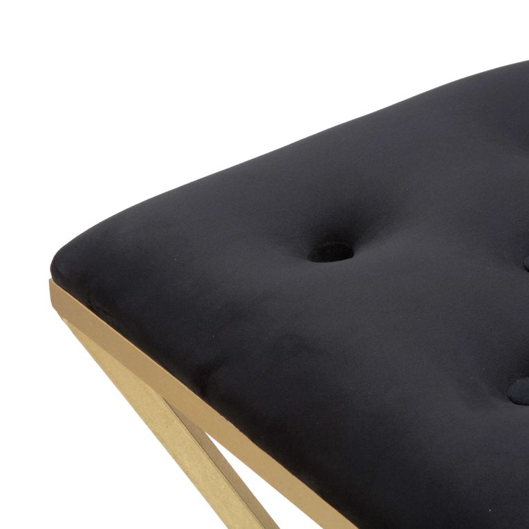 Sgabello Nero oro Imbottito Colore Struttura oro 40x40x75h cm, Materiale Struttura in Metallo - Datipa