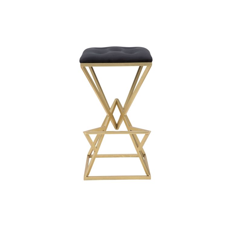 Sgabello Nero oro Imbottito Colore Struttura oro 40x40x75h cm, Materiale Struttura in Metallo - Datipa