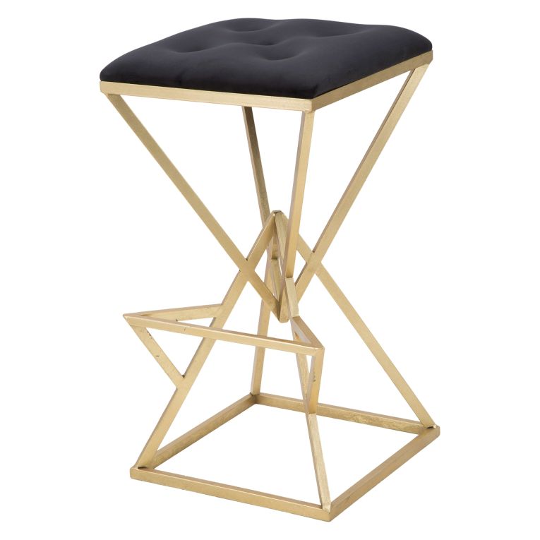 Sgabello Nero oro Imbottito Colore Struttura oro 40x40x75h cm, Materiale Struttura in Metallo - Datipa