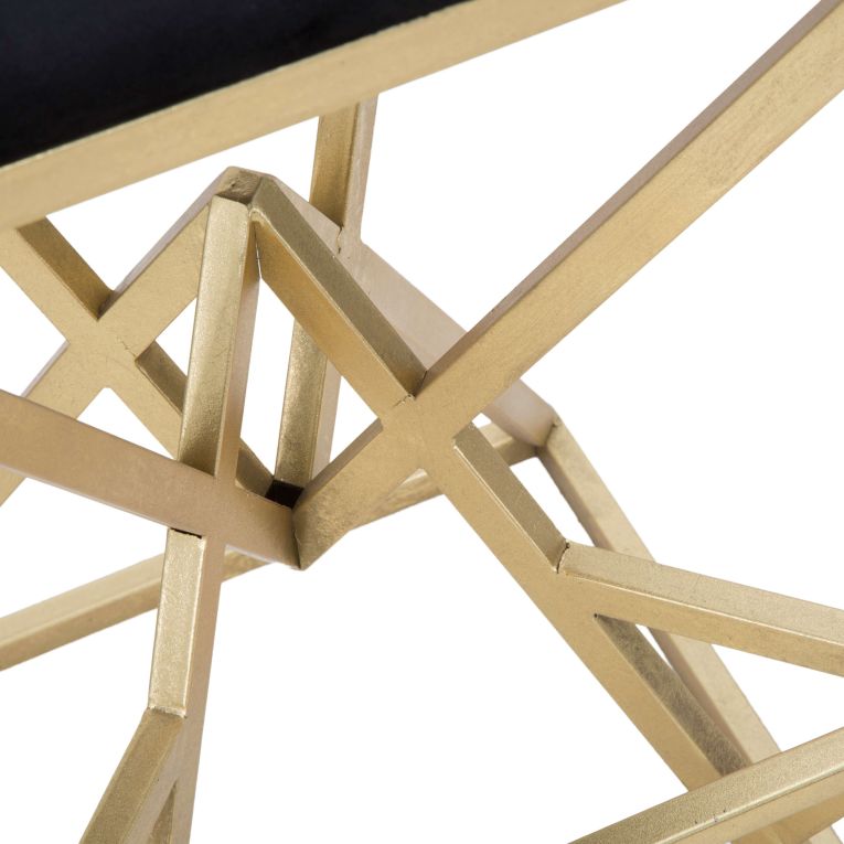 Sgabello Nero oro Imbottito Colore Struttura oro 40x40x75h cm, Materiale Struttura in Metallo - Datipa