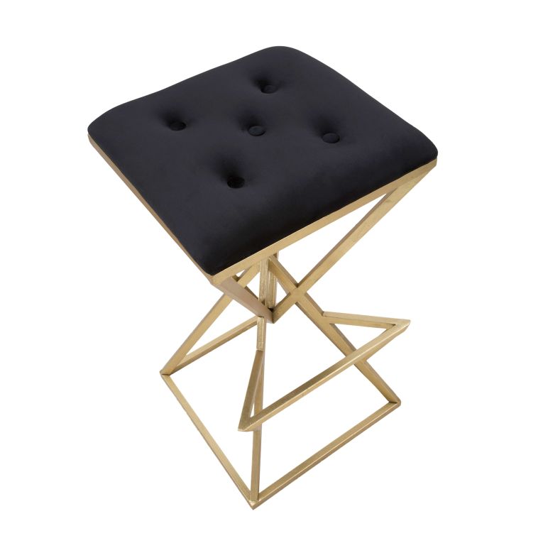 Sgabello Nero oro Imbottito Colore Struttura oro 40x40x75h cm, Materiale Struttura in Metallo - Datipa