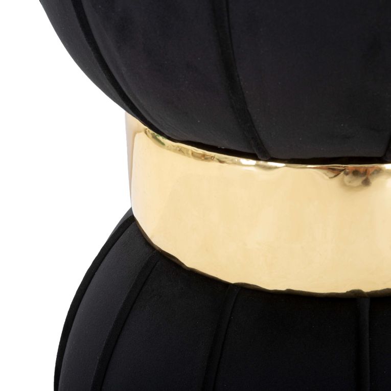 Sgabello Nero oro Imbottito Rivestimento in Velluto 40x40x44h cm, Materiale Struttura in Legno - Samaip