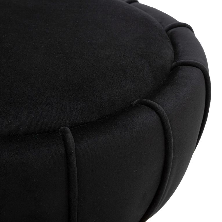 Sgabello Nero oro Imbottito Rivestimento in Velluto 40x40x44h cm, Materiale Struttura in Legno - Samaip