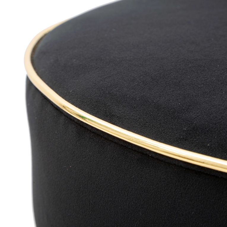 Sgabello Nero oro Imbottito Rivestimento in Velluto 46x48x96h cm, Materiale Struttura in Legno - Tupiza