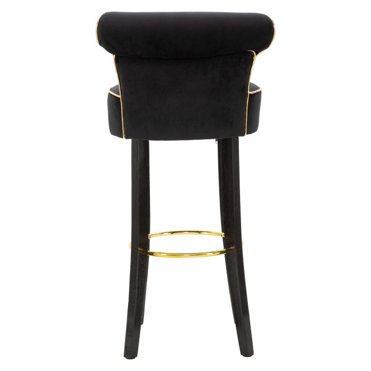 Sgabello Nero oro Imbottito Rivestimento in Velluto 46x48x96h cm, Materiale Struttura in Legno - Tupiza