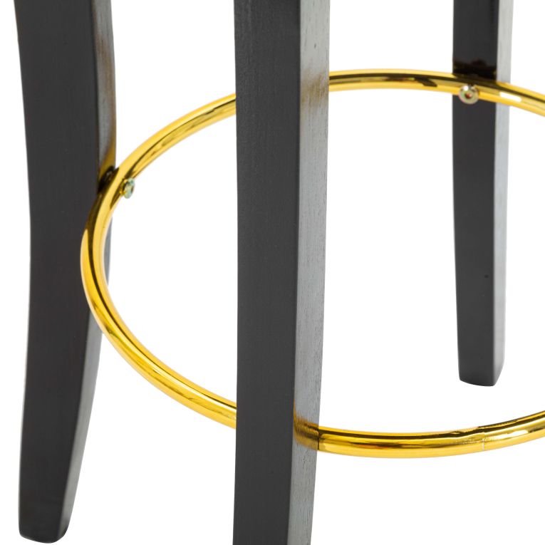 Sgabello Nero oro Imbottito Rivestimento in Velluto 46x48x96h cm, Materiale Struttura in Legno - Tupiza