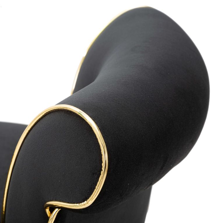 Sgabello Nero oro Imbottito Rivestimento in Velluto 46x48x96h cm, Materiale Struttura in Legno - Tupiza