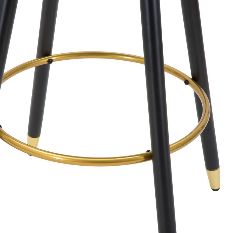 Sgabello Nero oro Imbottito Rivestimento in Velluto 55x56x104h cm, Materiale Struttura in Legno Nobilitato - Huanca