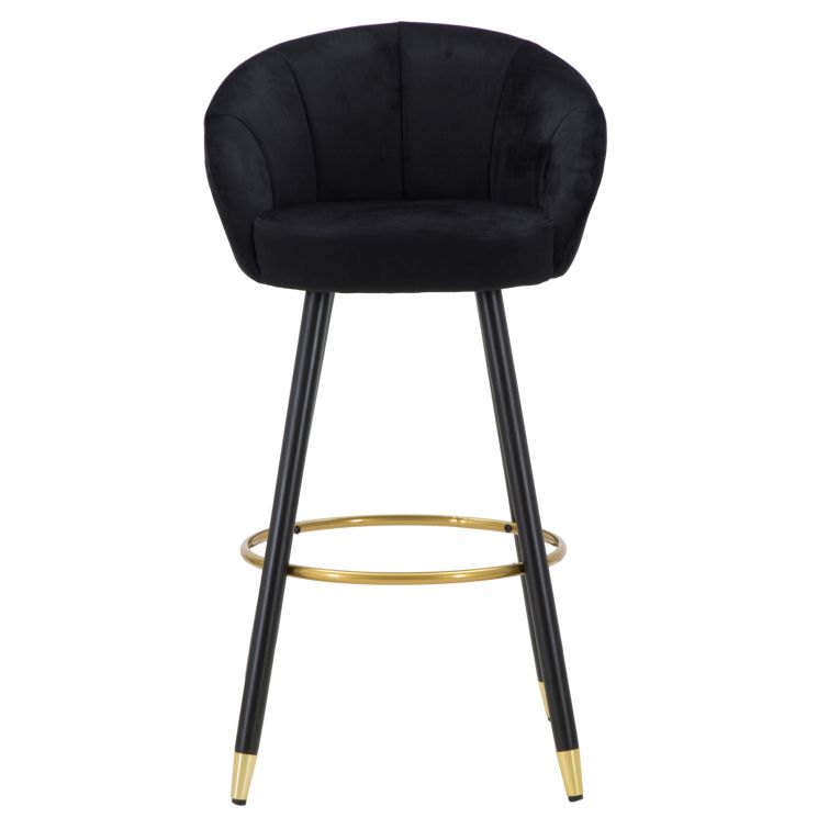 Sgabello Nero oro Imbottito Rivestimento in Velluto 55x56x104h cm, Materiale Struttura in Legno Nobilitato - Huanca