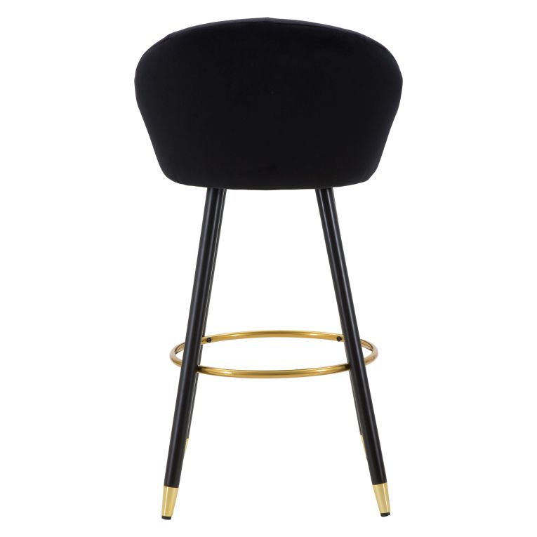 Sgabello Nero oro Imbottito Rivestimento in Velluto 55x56x104h cm, Materiale Struttura in Legno Nobilitato - Huanca