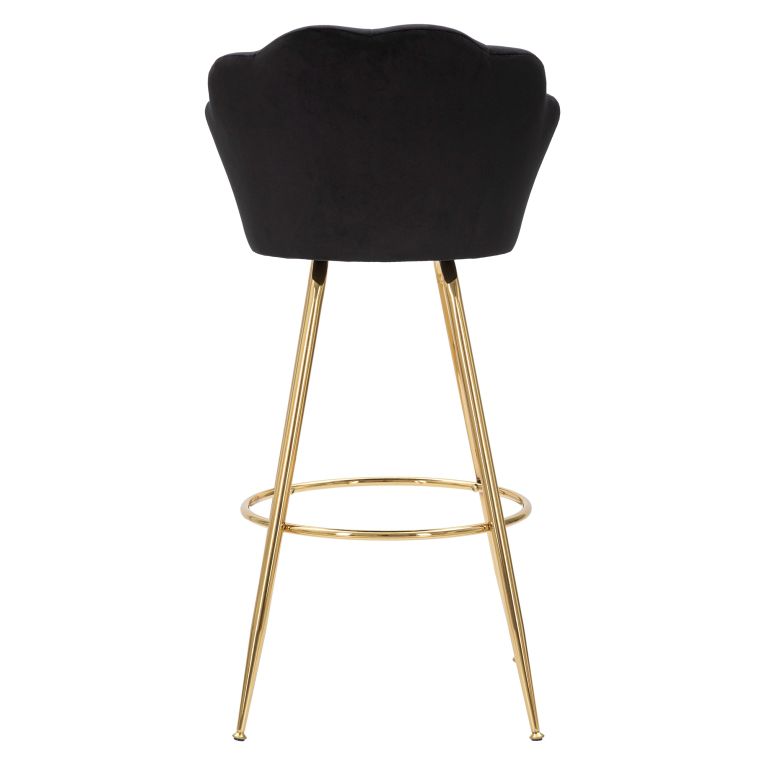 Sgabello Nero oro Rivestimento in Velluto Imbottito 55x53x110h cm, Colore Seduta Nero - Tequis