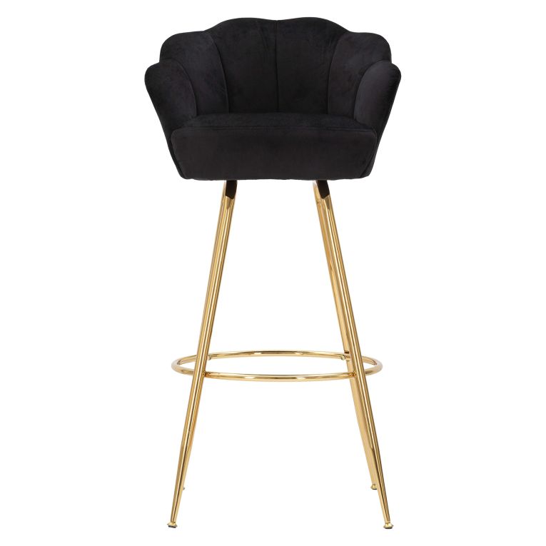 Sgabello Nero oro Rivestimento in Velluto Imbottito 55x53x110h cm, Colore Seduta Nero - Tequis