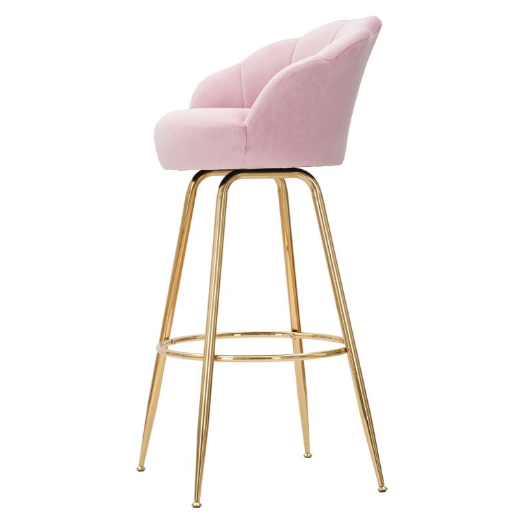 Sgabello Rosa oro Rivestimento in Velluto Imbottito 55x53x110h cm, Colore Seduta Rosa - Tequis