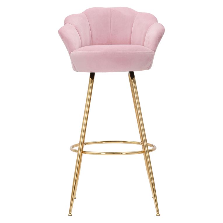Sgabello Rosa oro Rivestimento in Velluto Imbottito 55x53x110h cm, Colore Seduta Rosa - Tequis