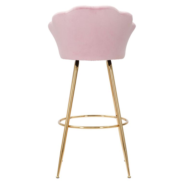 Sgabello Rosa oro Rivestimento in Velluto Imbottito 55x53x110h cm, Colore Seduta Rosa - Tequis