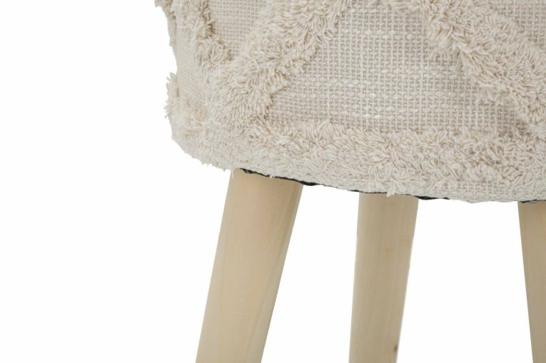 Sgabello scandi imbottito con gambe in legno 32x32x41h cm bianco - Bridges