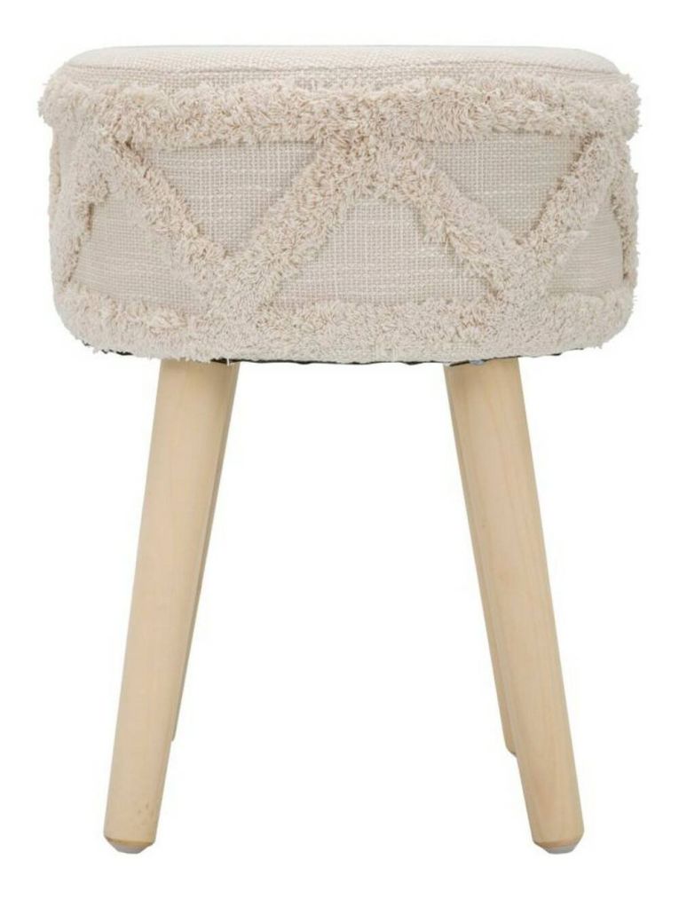 Sgabello scandi imbottito con gambe in legno 32x32x41h cm bianco - Bridges