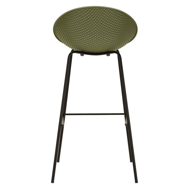 Sgabello Verde Nero set da 2 Indoor-outdoor Seduta Traforata Altezza Seduta 75 cm 51x82x58h cm, Materiale Struttura in Metallo - Trong