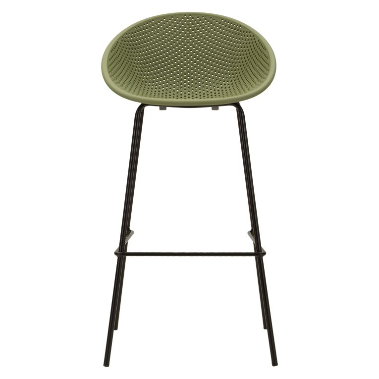 Sgabello Verde Nero set da 2 Indoor-outdoor Seduta Traforata Altezza Seduta 75 cm 51x82x58h cm, Materiale Struttura in Metallo - Trong