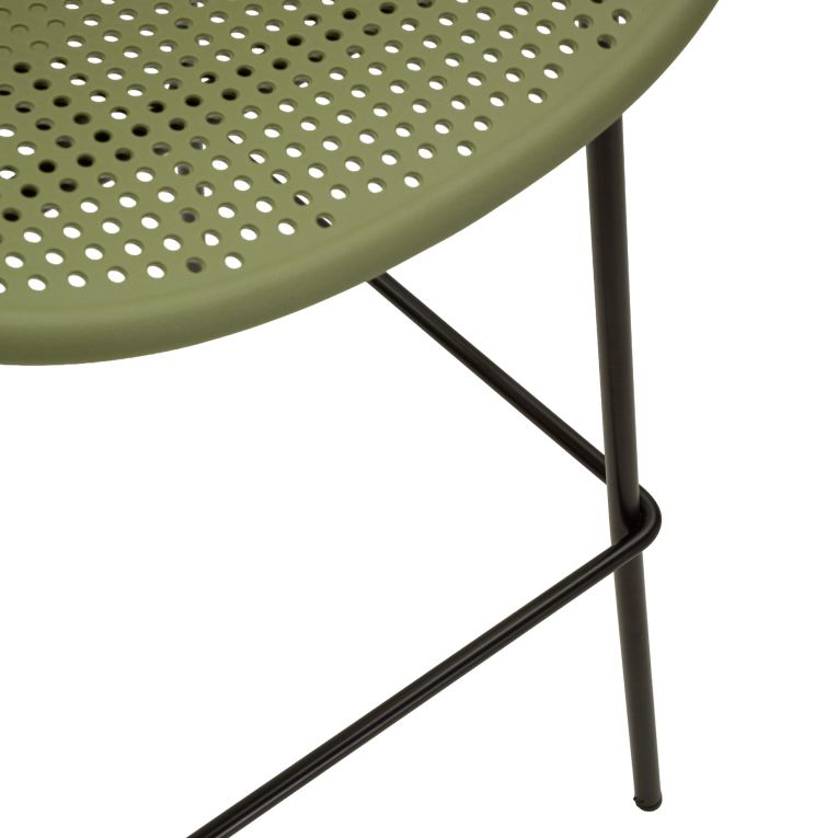Sgabello Verde Nero set da 2 Indoor-outdoor Seduta Traforata Altezza Seduta 75 cm 51x82x58h cm, Materiale Struttura in Metallo - Trong