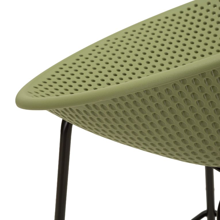Sgabello Verde Nero set da 2 Indoor-outdoor Seduta Traforata Altezza Seduta 75 cm 51x82x58h cm, Materiale Struttura in Metallo - Trong